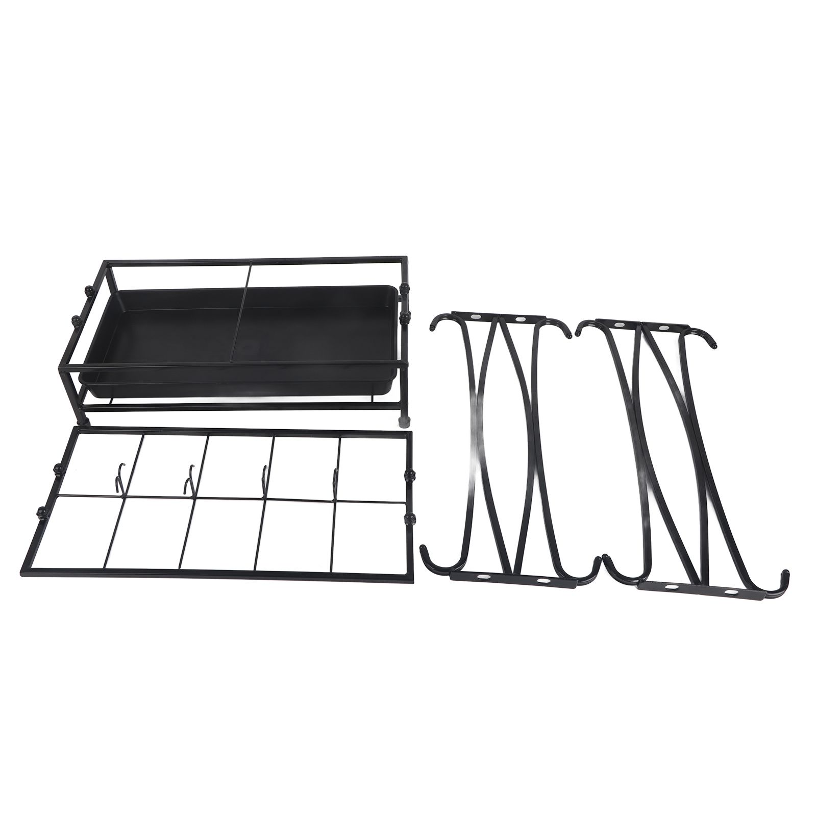 Umbrella Storage Rack Iron with Drip Tray 10 Holes 8 Hooks Umbrella Rack Stand for Home Hotel Lobby Black - Image 1