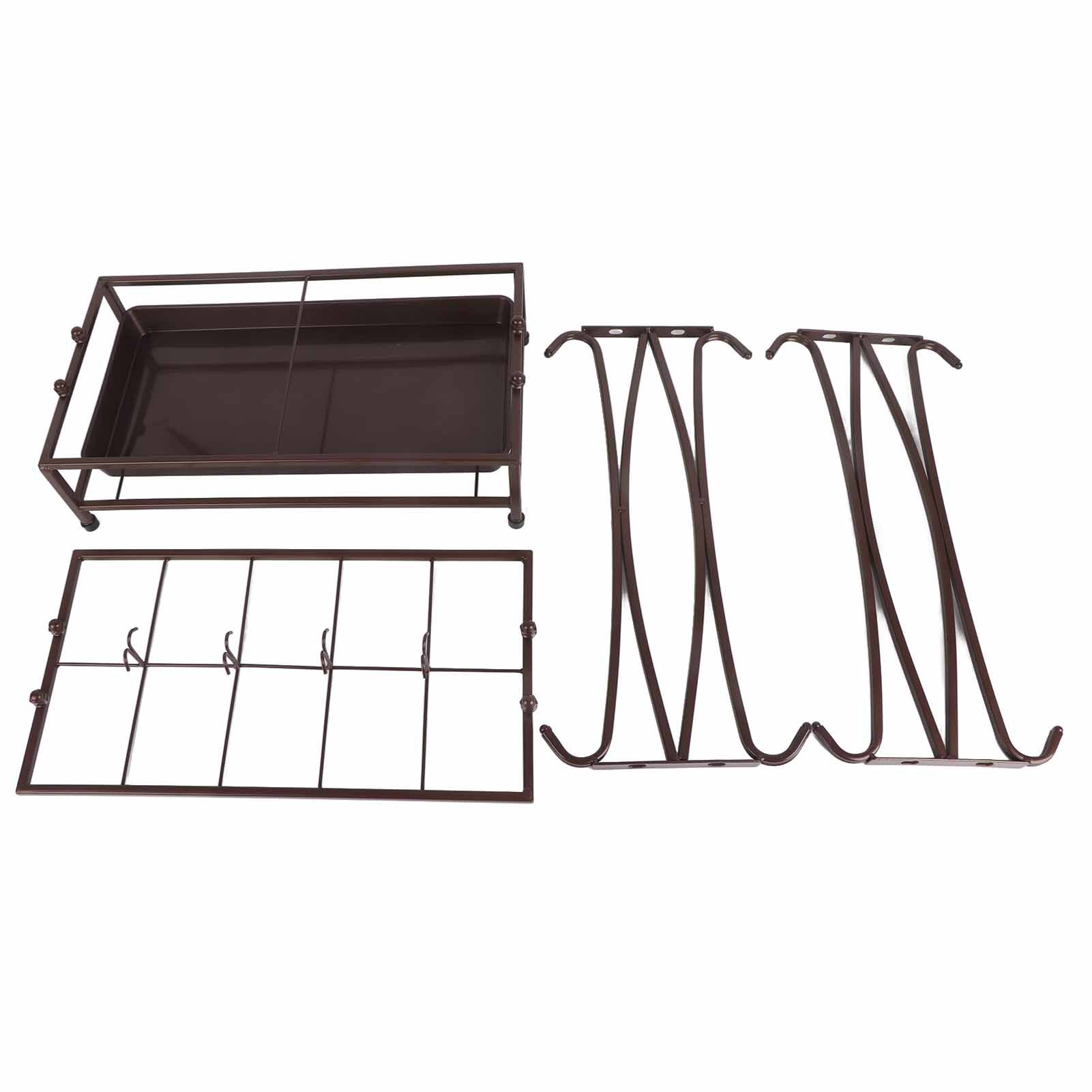 Umbrella Storage Rack Iron with Drip Tray 10 Holes 8 Hooks Umbrella Rack Stand for Home Hotel Lobby Bronze - Image 1