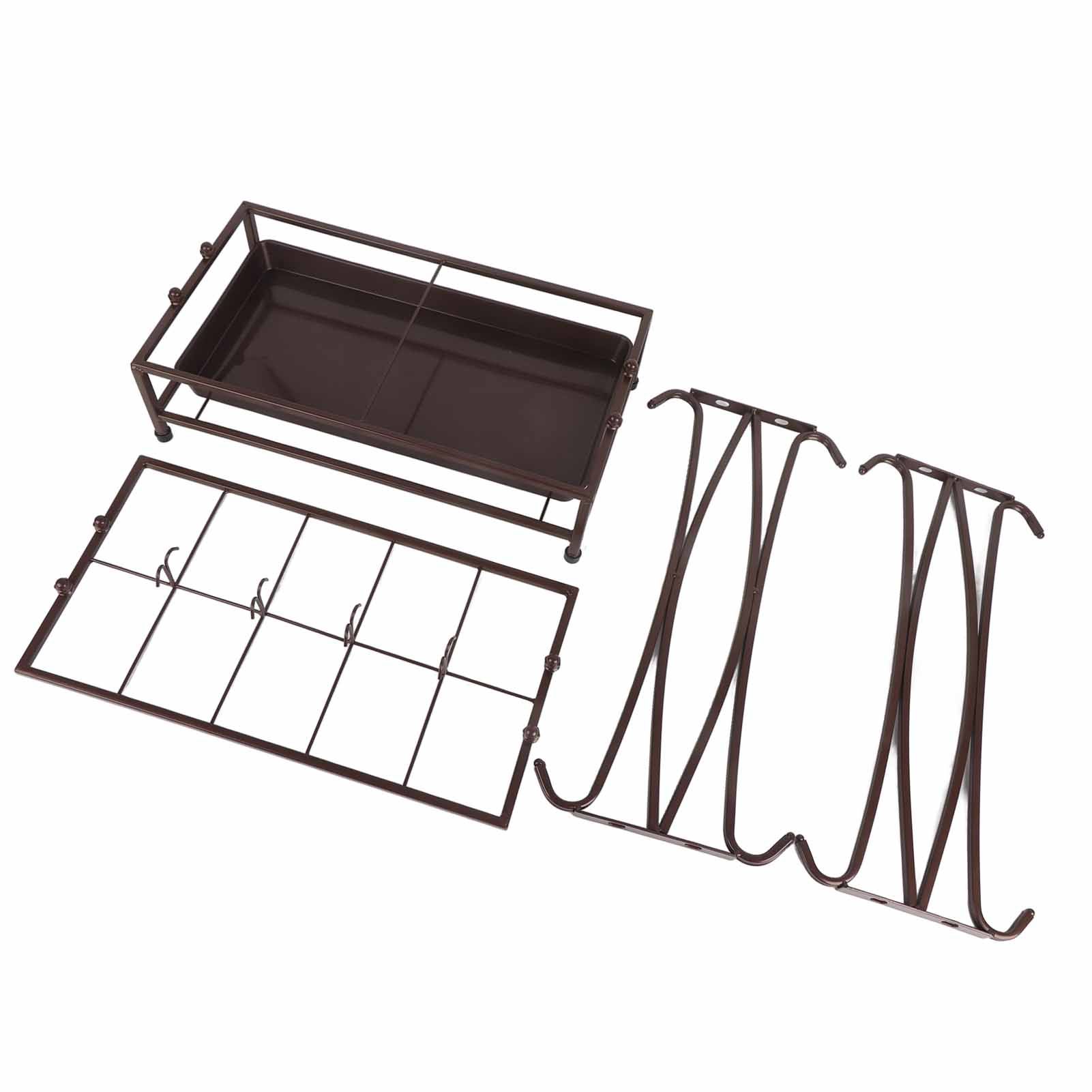 Umbrella Storage Rack Iron with Drip Tray 10 Holes 8 Hooks Umbrella Rack Stand for Home Hotel Lobby Bronze - Image 6