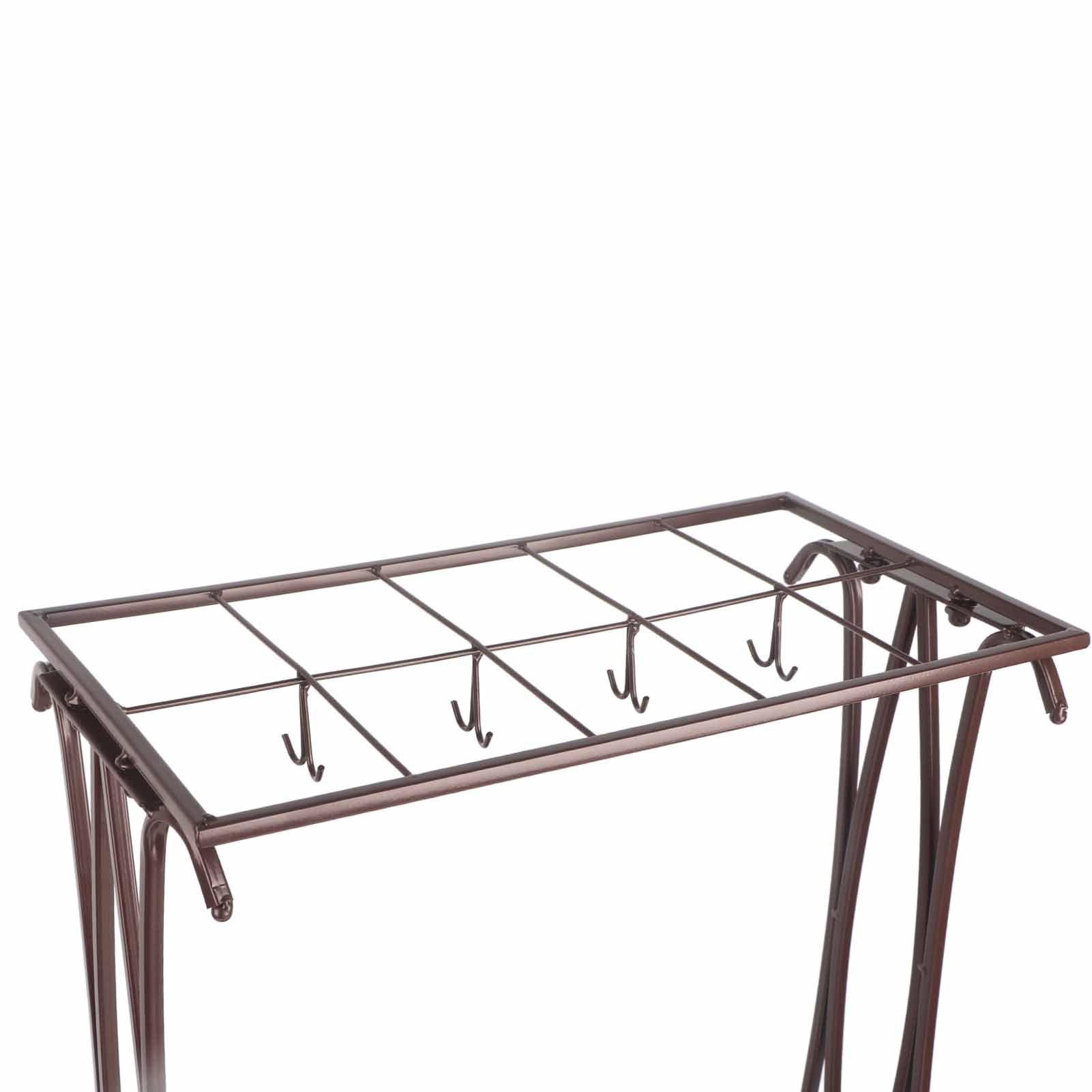 Umbrella Storage Rack Iron with Drip Tray 10 Holes 8 Hooks Umbrella Rack Stand for Home Hotel Lobby Bronze - Image 7