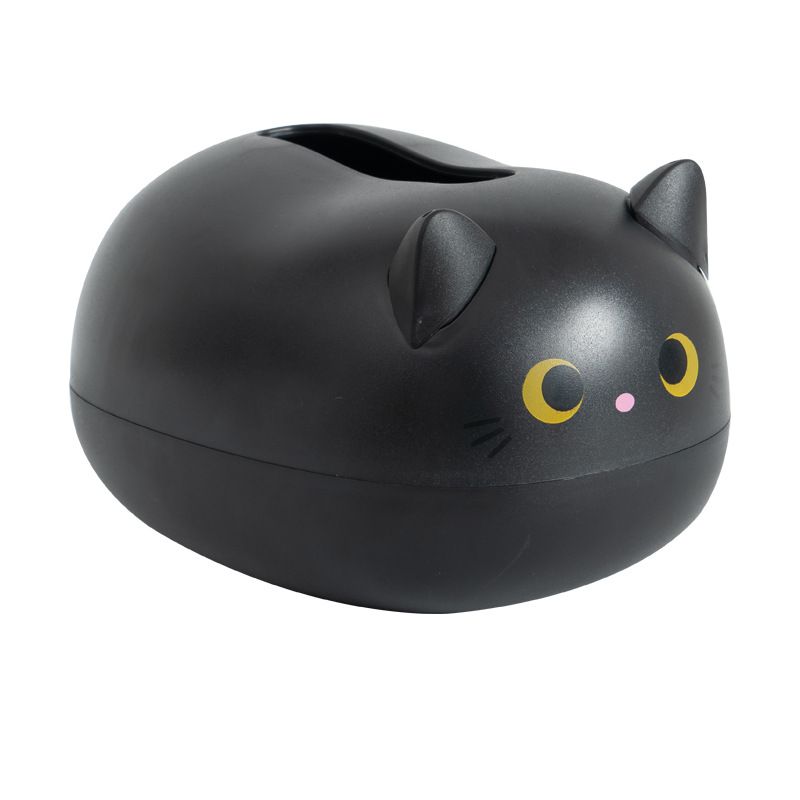 Tissue Box Lovely Shape Simple Display Rounded Corners Wide Mouth Storage Goods for Living Room Black - Image 1