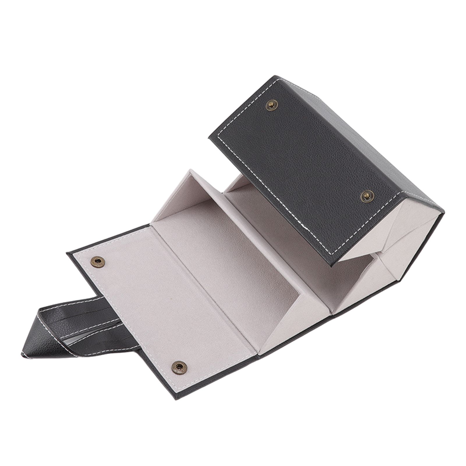 Sunglasses Organizer Case Multifunctional Multiple Slots PU Leather Travel Glasses Case Storage for Glasses Jewelry Black - Image 4