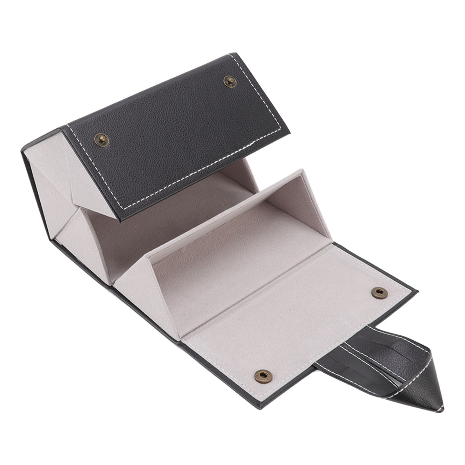 Sunglasses Organizer Case Multifunctional Multiple Slots PU Leather Travel Glasses Case Storage for Glasses Jewelry Black - Image 7