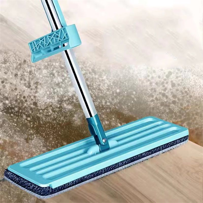 Floor Mop Dry Wet Dual Use Microfiber Free Hand Washing Flat Cleaning Tile Mop for Home Use Blue Mop, 1 Piece of Pads - Image 5