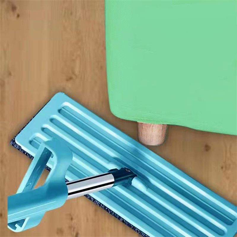 Floor Mop Dry Wet Dual Use Microfiber Free Hand Washing Flat Cleaning Tile Mop for Home Use Blue Mop, 2 Piece of Pads - Image 4
