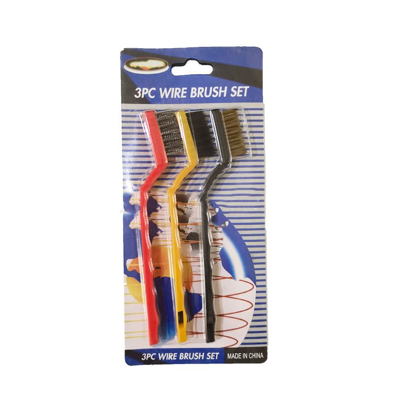 Wire Brush Set Curved Handle Masonry Brush Metal Detail Brushes for Cleaning Welding Slag Rust Dust 7in 3pcs Colorful - Image 1