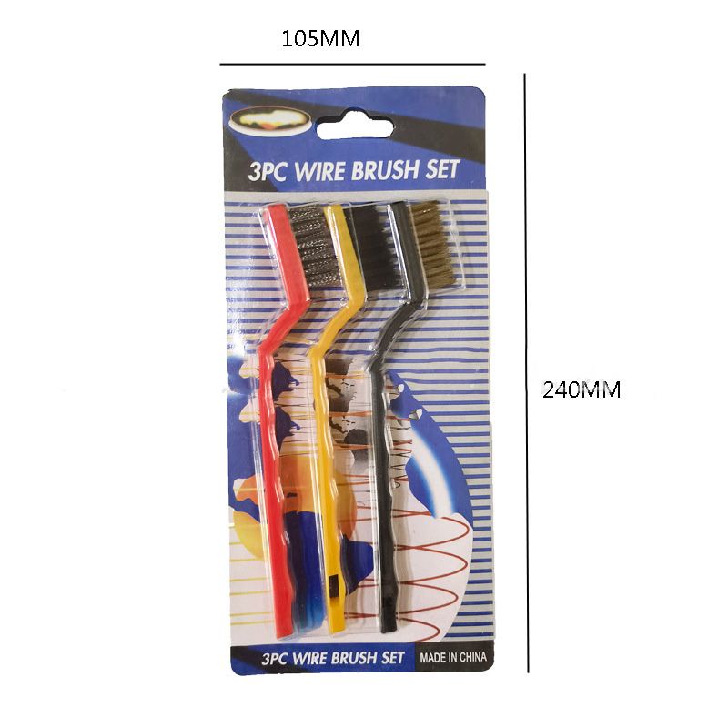 Wire Brush Set Curved Handle Masonry Brush Metal Detail Brushes for Cleaning Welding Slag Rust Dust 7in 3pcs Colorful - Image 2