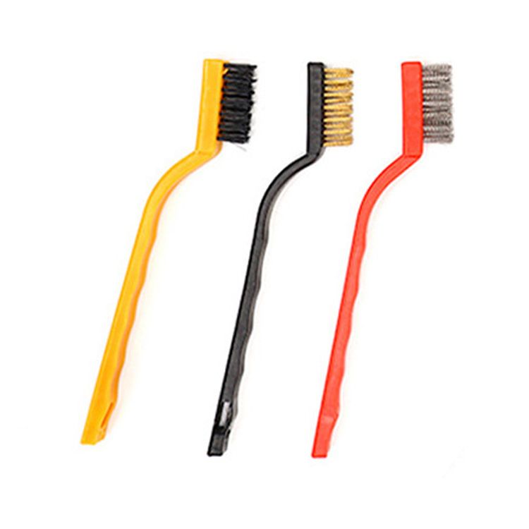 Wire Brush Set Curved Handle Masonry Brush Metal Detail Brushes for Cleaning Welding Slag Rust Dust 7in 3pcs Colorful - Image 3