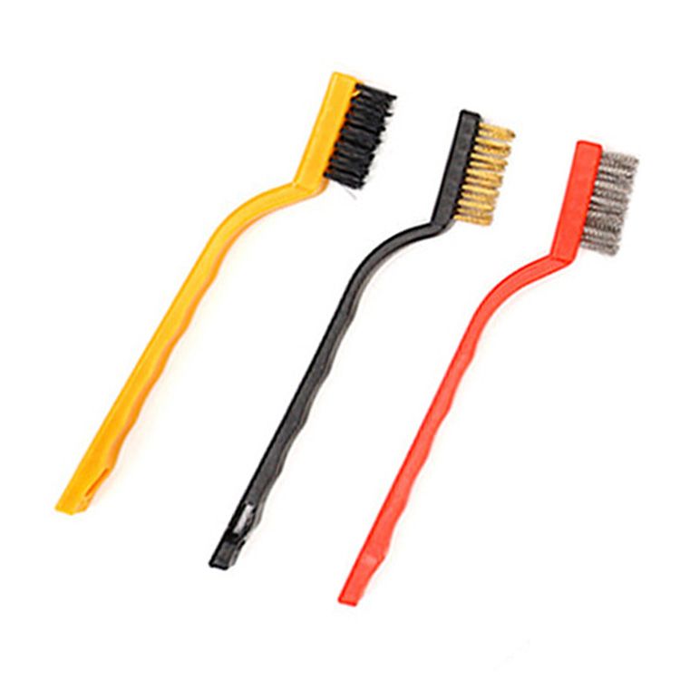 Wire Brush Set Curved Handle Masonry Brush Metal Detail Brushes for Cleaning Welding Slag Rust Dust 7in 3pcs Colorful - Image 4