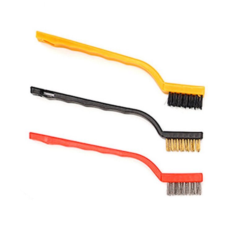 Wire Brush Set Curved Handle Masonry Brush Metal Detail Brushes for Cleaning Welding Slag Rust Dust 7in 3pcs Colorful - Image 5