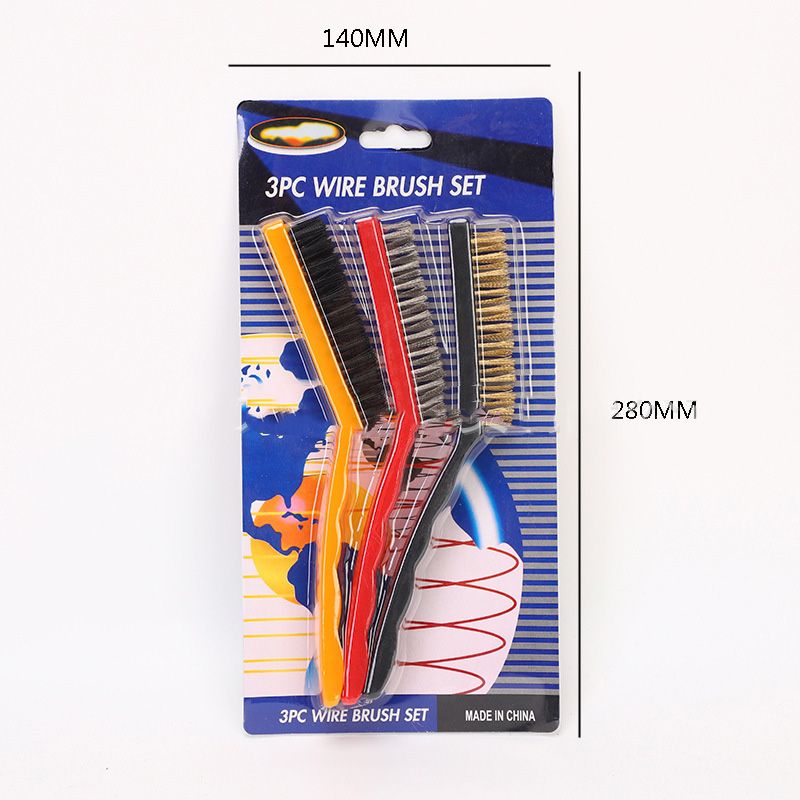 Wire Brush Set Curved Handle Masonry Brush Metal Detail Brushes for Cleaning Welding Slag Rust Dust 9in 3pcs Colorful - Image 2