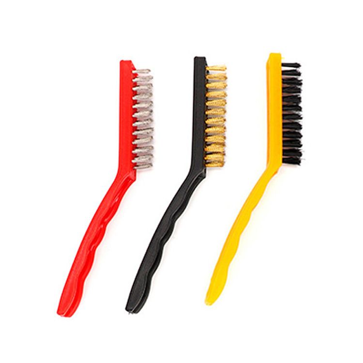 Wire Brush Set Curved Handle Masonry Brush Metal Detail Brushes for Cleaning Welding Slag Rust Dust 9in 3pcs Colorful - Image 3