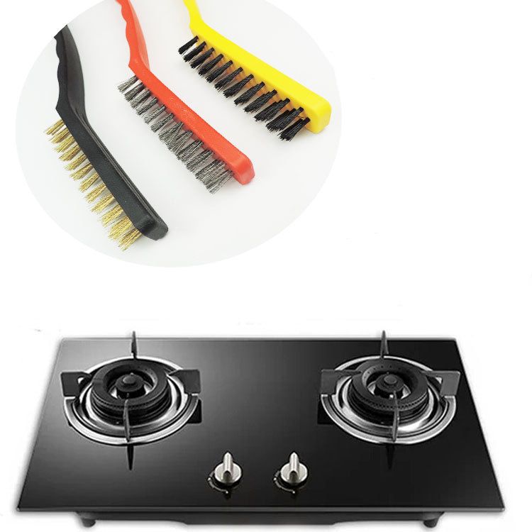 Wire Brush Set Curved Handle Masonry Brush Metal Detail Brushes for Cleaning Welding Slag Rust Dust 9in 3pcs Colorful - Image 4