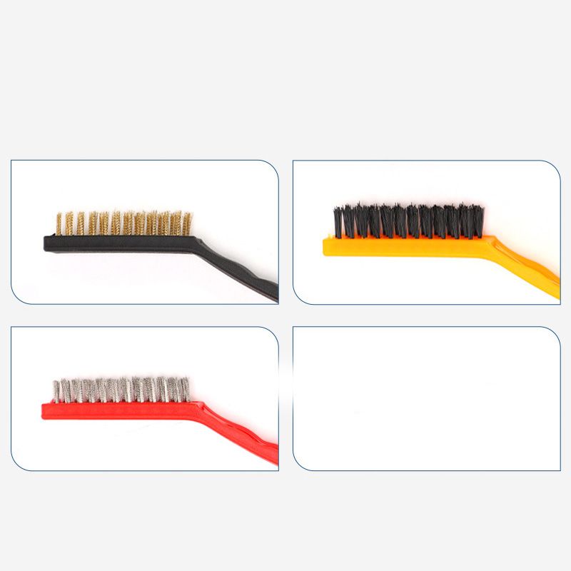 Wire Brush Set Curved Handle Masonry Brush Metal Detail Brushes for Cleaning Welding Slag Rust Dust 9in 3pcs Colorful - Image 5