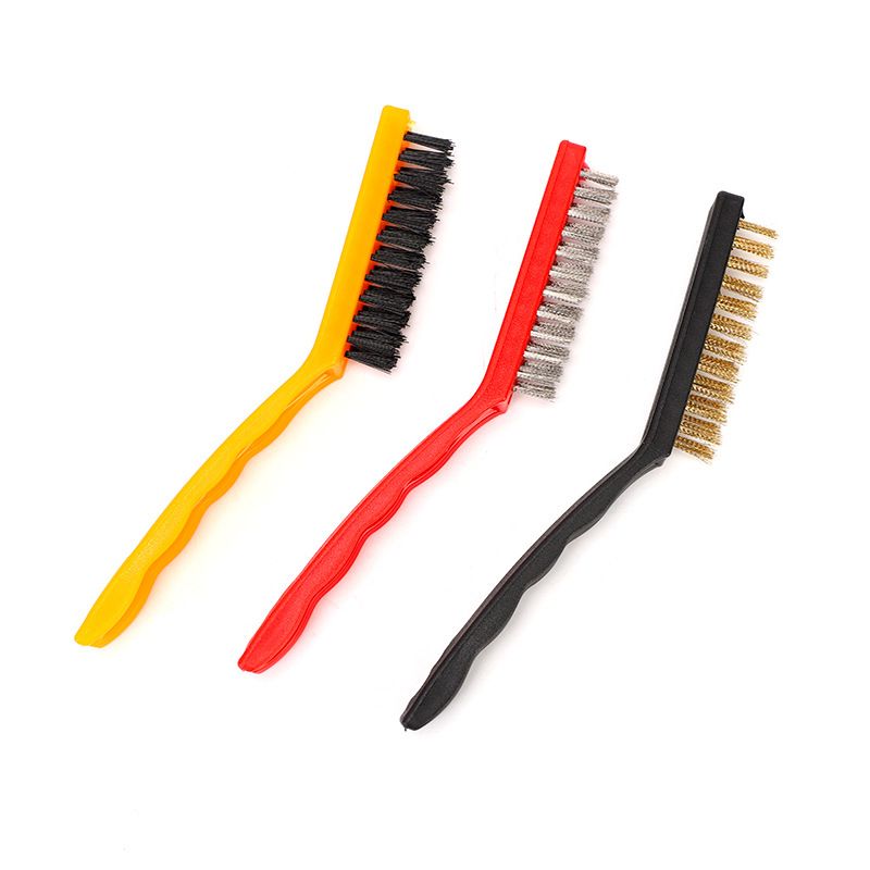 Wire Brush Set Curved Handle Masonry Brush Metal Detail Brushes for Cleaning Welding Slag Rust Dust 9in 3pcs Colorful - Image 6