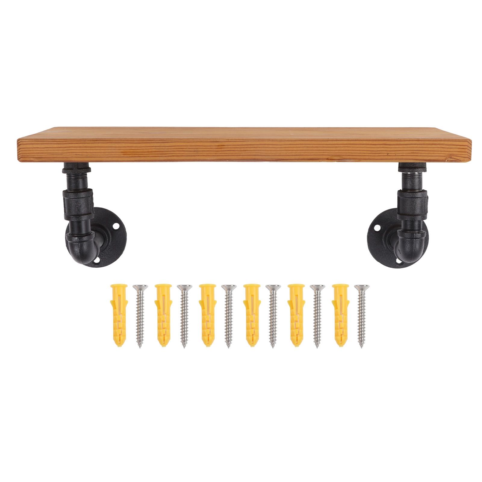 Wall Mounted Shelf Solid Wood Board Wrought Iron Pipe Retro Floating Shelves Wall Shelf for Home Bar Monolayer - Image 1