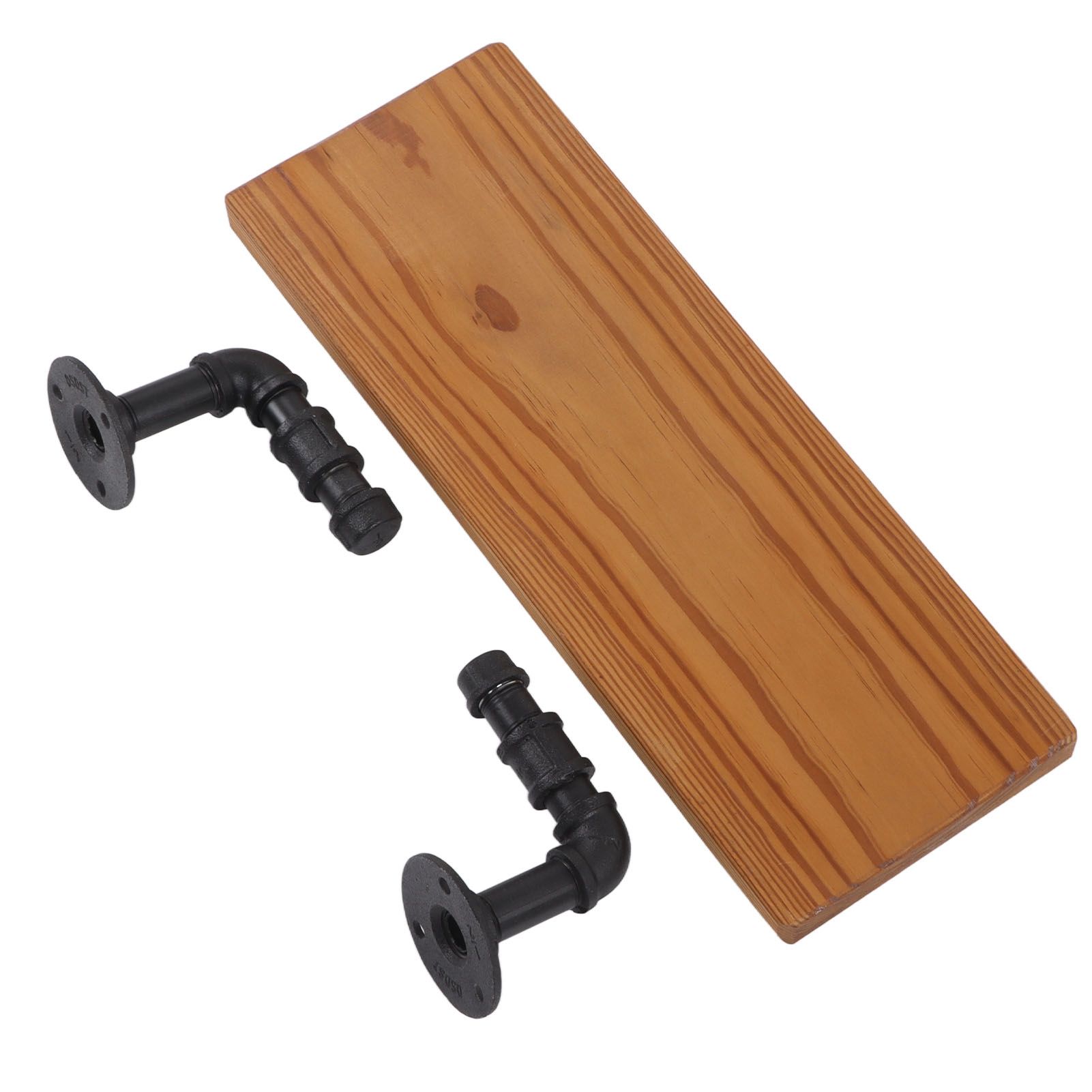 Wall Mounted Shelf Solid Wood Board Wrought Iron Pipe Retro Floating Shelves Wall Shelf for Home Bar Monolayer - Image 2