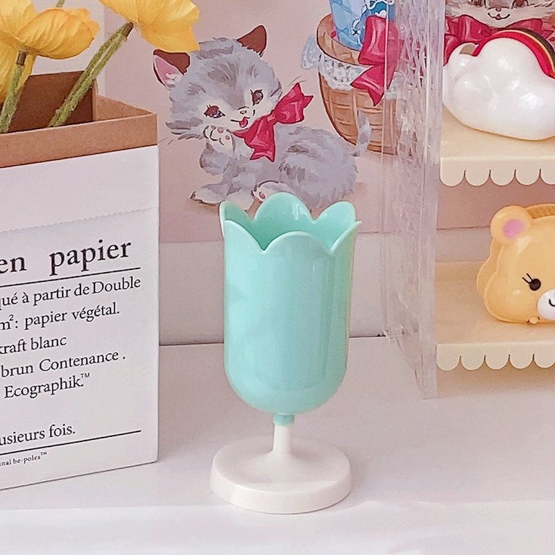 Pen Holder Tulip Shape Innovative Vintage Photo Props Large Capacity Pencil Holder for Office Study Room Home Green - Image 5