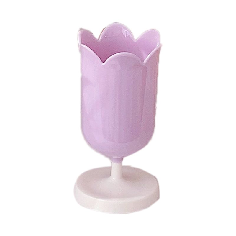 Pen Holder Tulip Shape Innovative Vintage Photo Props Large Capacity Pencil Holder for Office Study Room Home Purple - Image 1