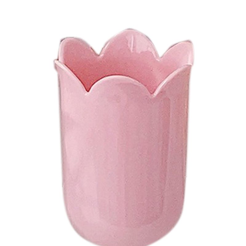 Pen Holder Tulip Shape Innovative Vintage Photo Props Large Capacity Pencil Holder for Office Study Room Home Pink - Image 2