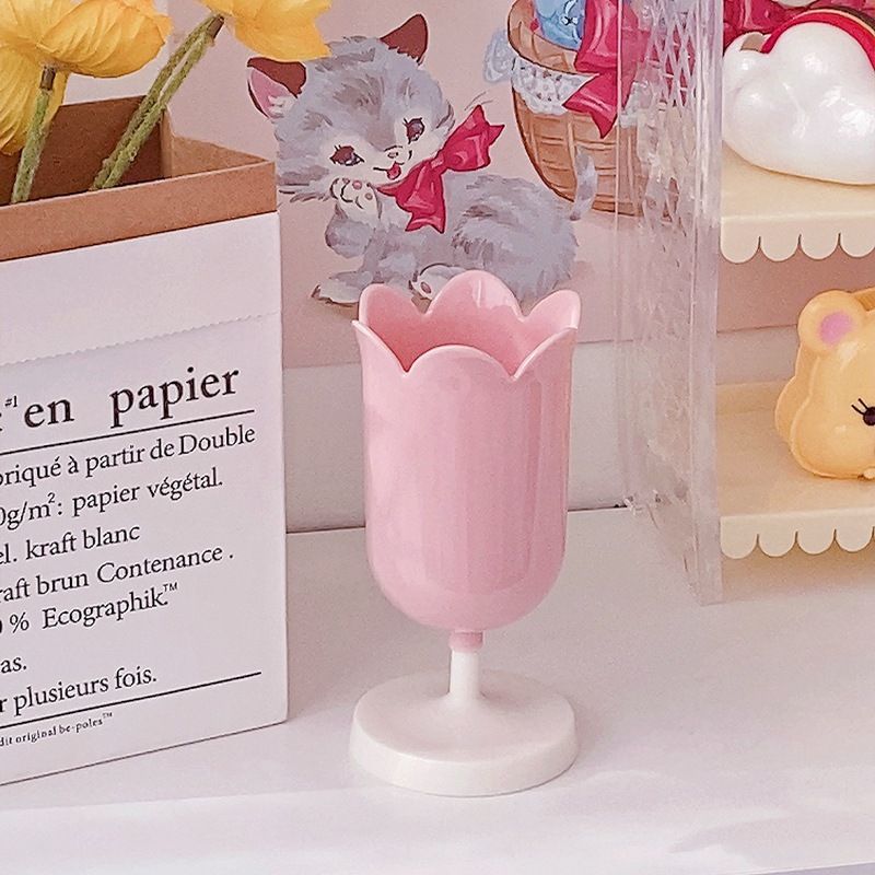 Pen Holder Tulip Shape Innovative Vintage Photo Props Large Capacity Pencil Holder for Office Study Room Home Pink - Image 5
