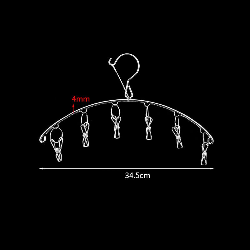 Clothes Drying Hanger Stainless Steel Thick Arc Shaped Windproof Sock Hanger for Socks Towels Bras Underwear 6 Clips - Image 2