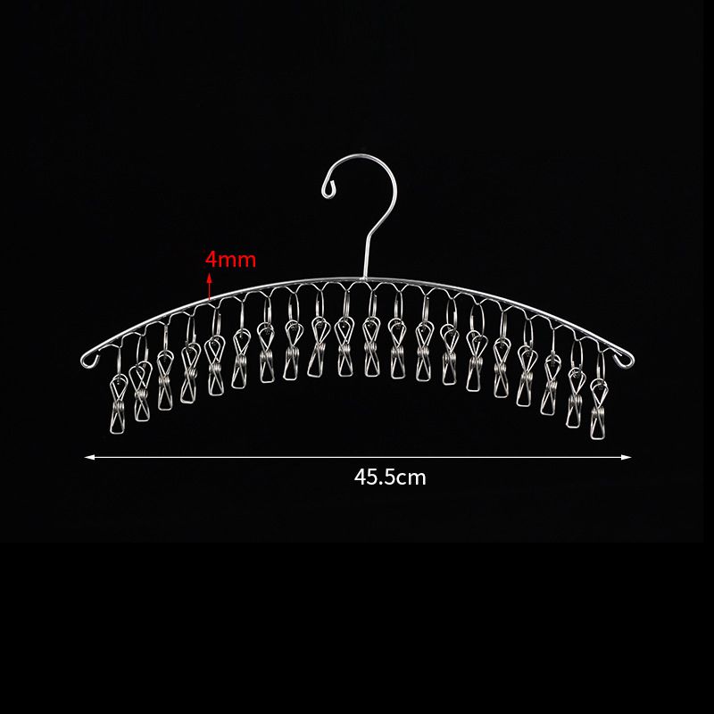 Clothes Drying Hanger Stainless Steel Thick Arc Shaped Windproof Sock Hanger for Socks Towels Bras Underwear 20 Clips - Image 2