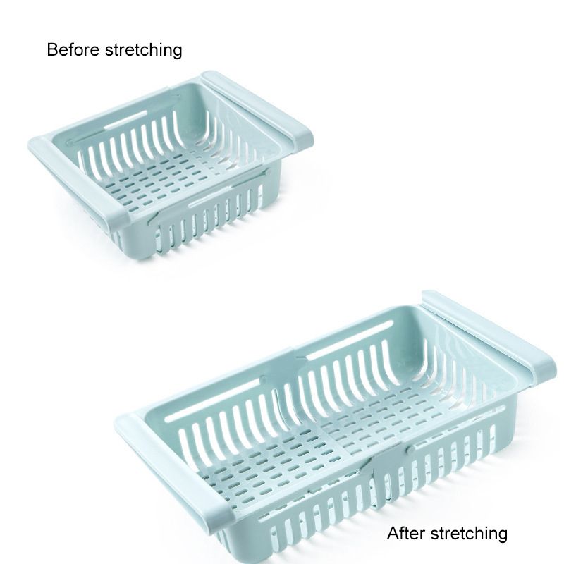 Fridge Drawer Organizer Retractable Multifunction Space Saving Refrigerator Storage Box Light Blue 20.5x16.4x7.6cm / 8.1x6.5x3.0in - Image 2
