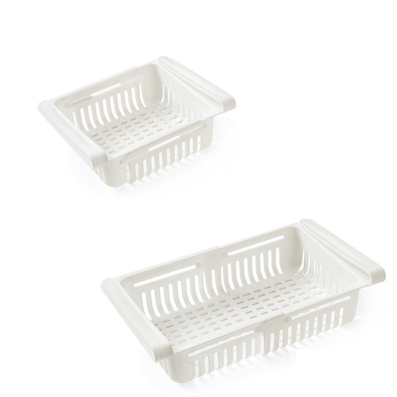 Fridge Drawer Organizer Retractable Multifunction Space Saving Refrigerator Storage Box White 20.5x16.4x7.6cm / 8.1x6.5x3.0in - Image 1
