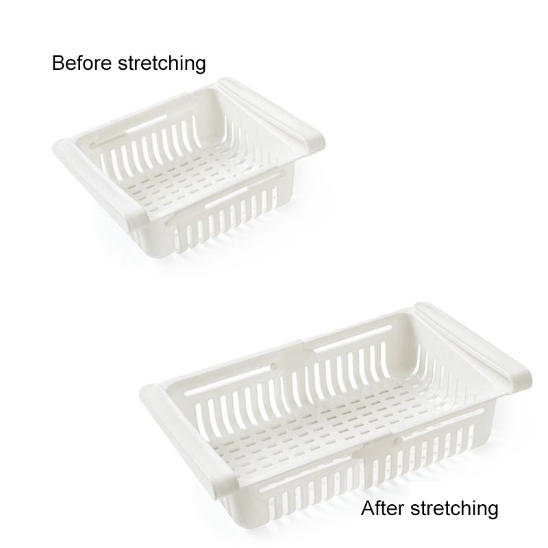 Fridge Drawer Organizer Retractable Multifunction Space Saving Refrigerator Storage Box White 20.5x16.4x7.6cm / 8.1x6.5x3.0in - Image 2