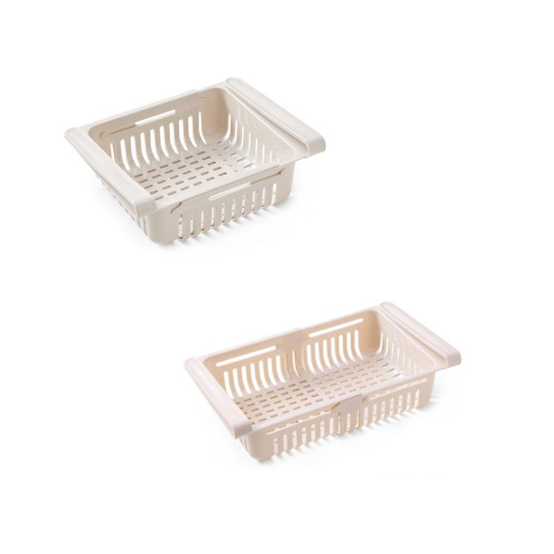 Fridge Drawer Organizer Retractable Multifunction Space Saving Refrigerator Storage Box Khaki 20.5x16.4x7.6cm / 8.1x6.5x3.0in - Image 1