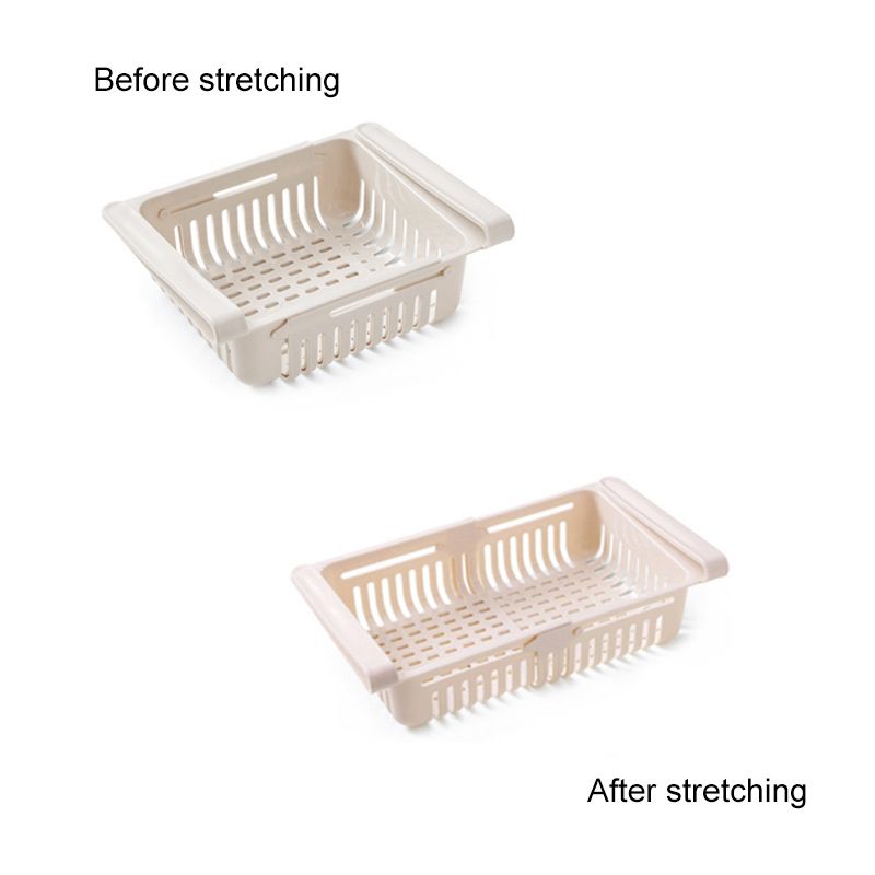 Fridge Drawer Organizer Retractable Multifunction Space Saving Refrigerator Storage Box Khaki 20.5x16.4x7.6cm / 8.1x6.5x3.0in - Image 2