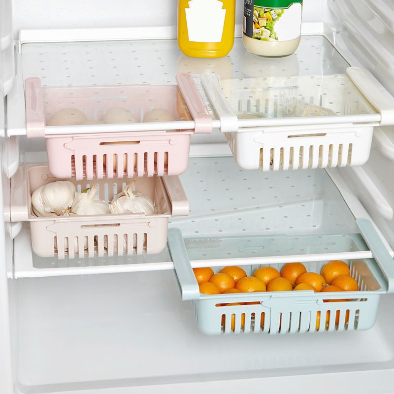 Fridge Drawer Organizer Retractable Multifunction Space Saving Refrigerator Storage Box Khaki 20.5x16.4x7.6cm / 8.1x6.5x3.0in - Image 4