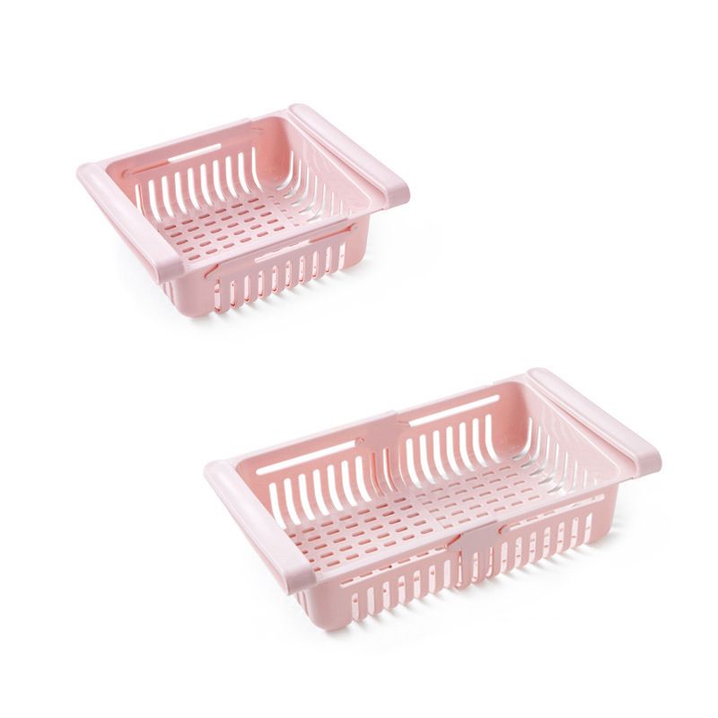 Fridge Drawer Organizer Retractable Multifunction Space Saving Refrigerator Storage Box Pink 20.5x16.4x7.6cm / 8.1x6.5x3.0in - Image 1