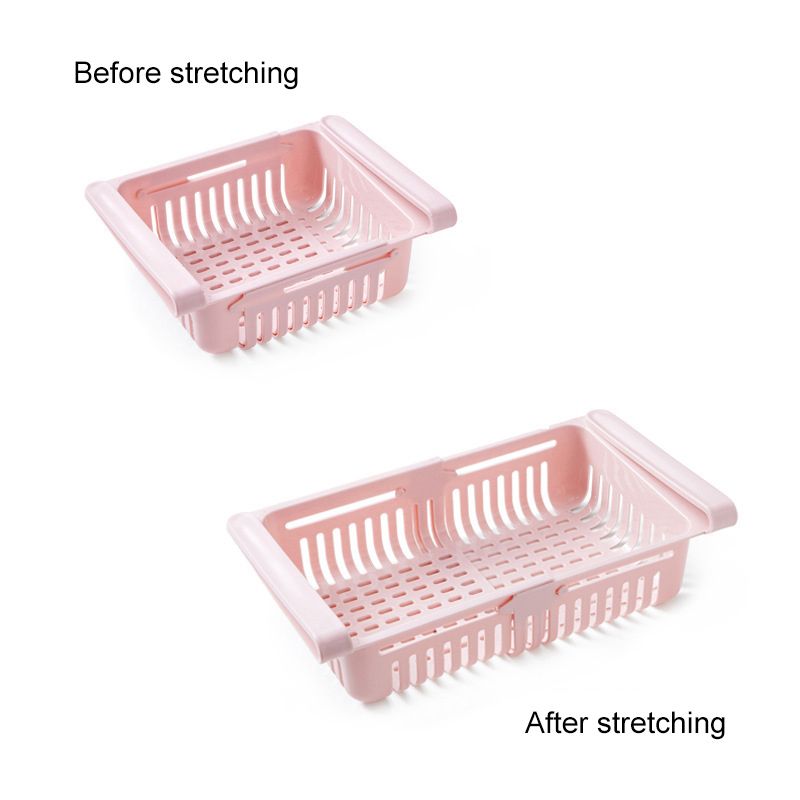 Fridge Drawer Organizer Retractable Multifunction Space Saving Refrigerator Storage Box Pink 20.5x16.4x7.6cm / 8.1x6.5x3.0in - Image 2