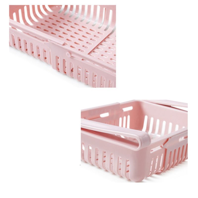 Fridge Drawer Organizer Retractable Multifunction Space Saving Refrigerator Storage Box Pink 20.5x16.4x7.6cm / 8.1x6.5x3.0in - Image 3