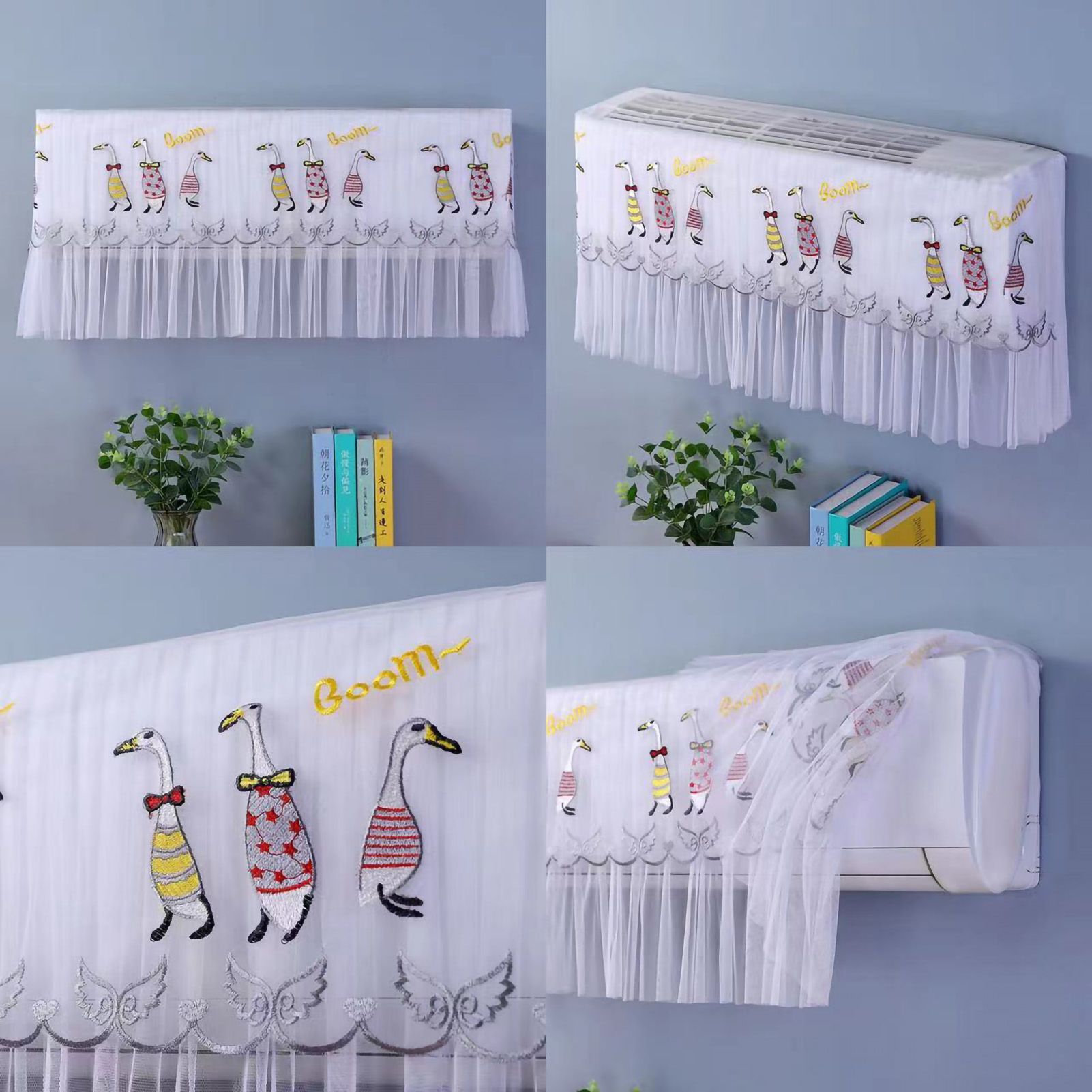 1.5P Air Conditioner Dust Cover Dustproof Wall Mounted Air Conditioner Protective Case Home Decorative Dust Cover Yellow English Duck 1.5P‑2P Within 94cm/37in - Image 2