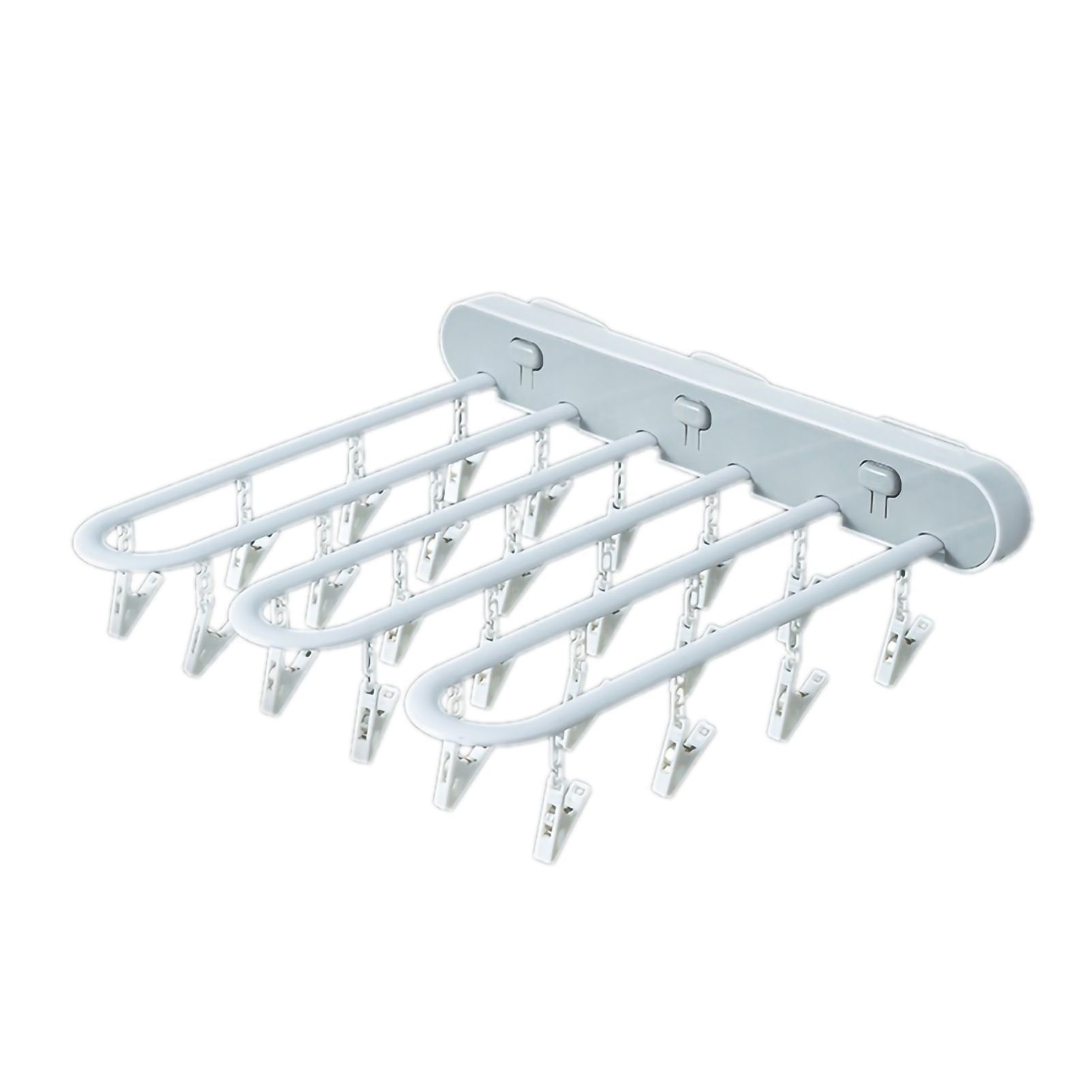 Clothes Drying Rack Wall Mounted Durable ABS Foldable Design Space Saving Clip and Drip Hanger White - Image 1