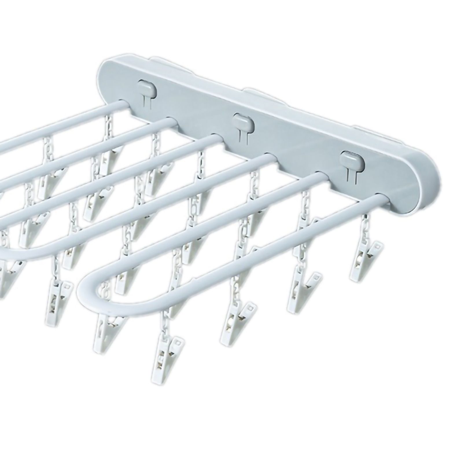 Clothes Drying Rack Wall Mounted Durable ABS Foldable Design Space Saving Clip and Drip Hanger White - Image 2