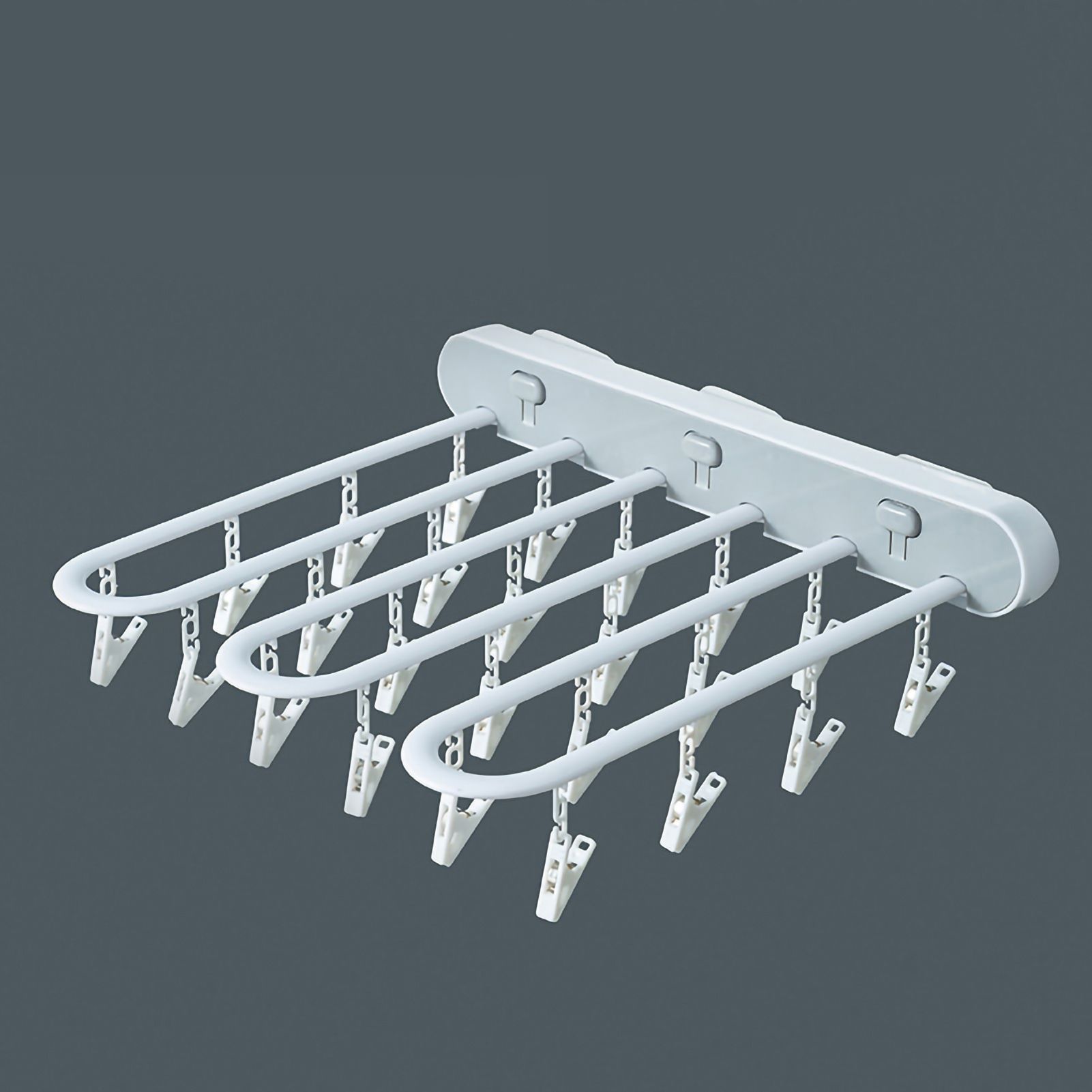 Clothes Drying Rack Wall Mounted Durable ABS Foldable Design Space Saving Clip and Drip Hanger White - Image 4