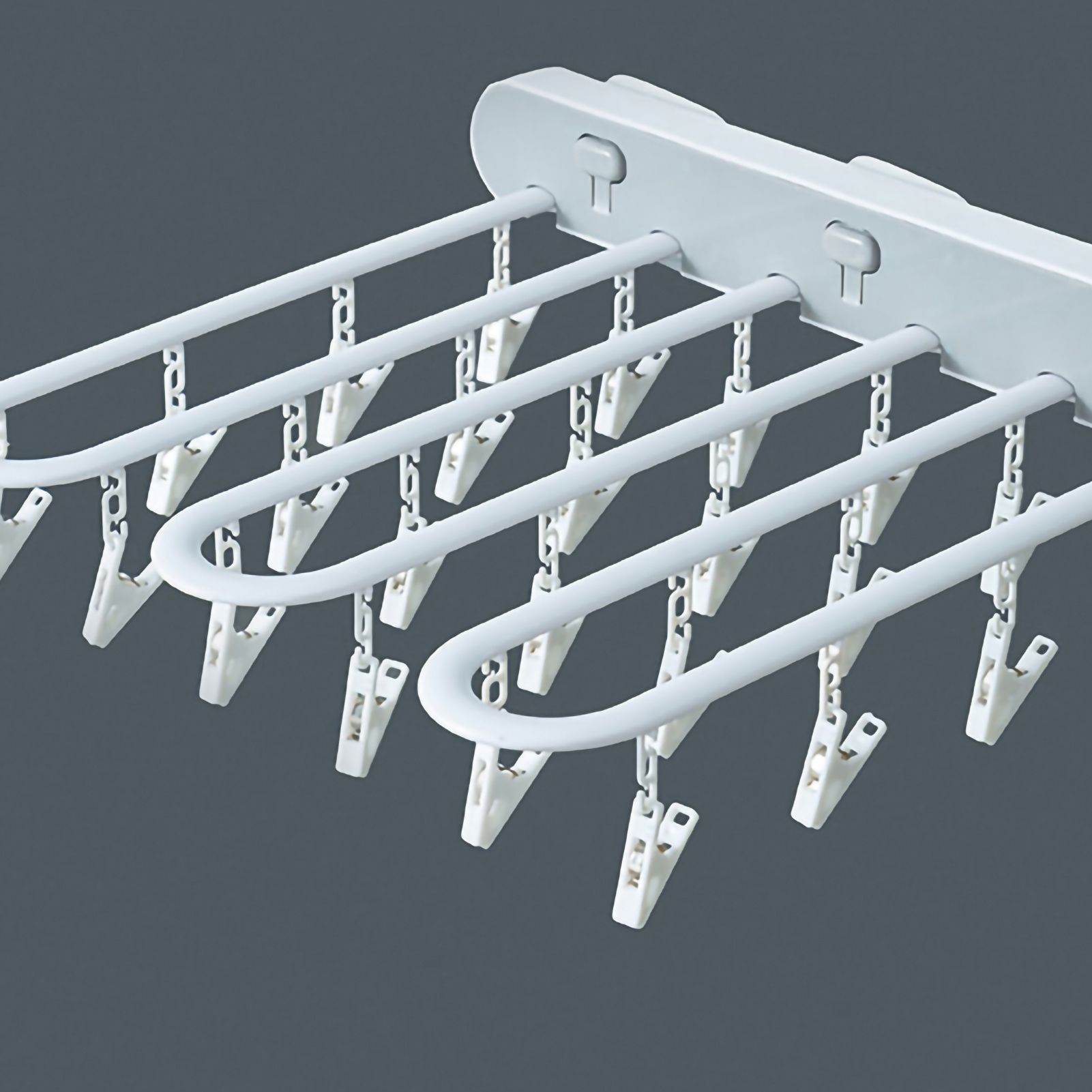 Clothes Drying Rack Wall Mounted Durable ABS Foldable Design Space Saving Clip and Drip Hanger White - Image 5
