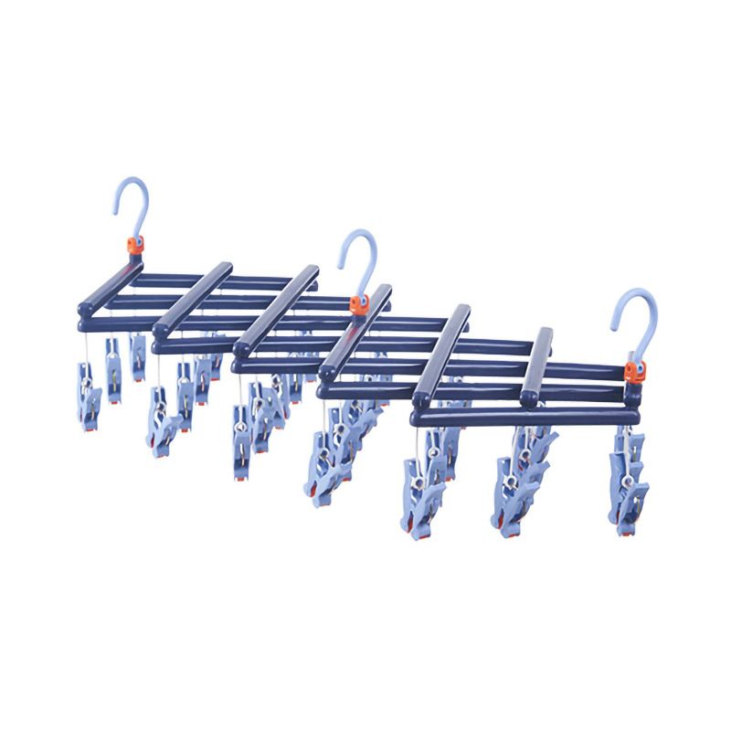 Plastic Folding Multi Head Drying Rack Multi Clips Socks Underwear Hanger Windproof Multifunctional Clothespin Classic Dark Purple 29 Clips - Image 1