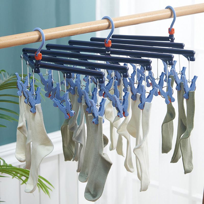 Plastic Folding Multi Head Drying Rack Multi Clips Socks Underwear Hanger Windproof Multifunctional Clothespin Classic Dark Purple 29 Clips - Image 2
