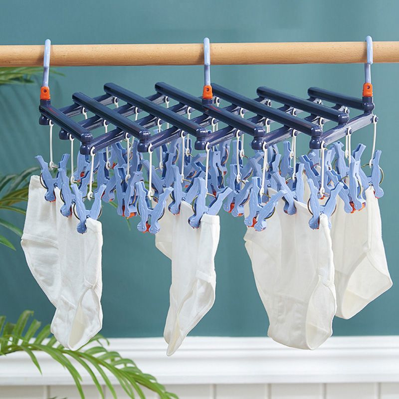 Plastic Folding Multi Head Drying Rack Multi Clips Socks Underwear Hanger Windproof Multifunctional Clothespin Classic Dark Purple 29 Clips - Image 3