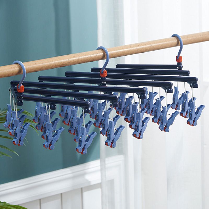 Plastic Folding Multi Head Drying Rack Multi Clips Socks Underwear Hanger Windproof Multifunctional Clothespin Classic Dark Purple 29 Clips - Image 4
