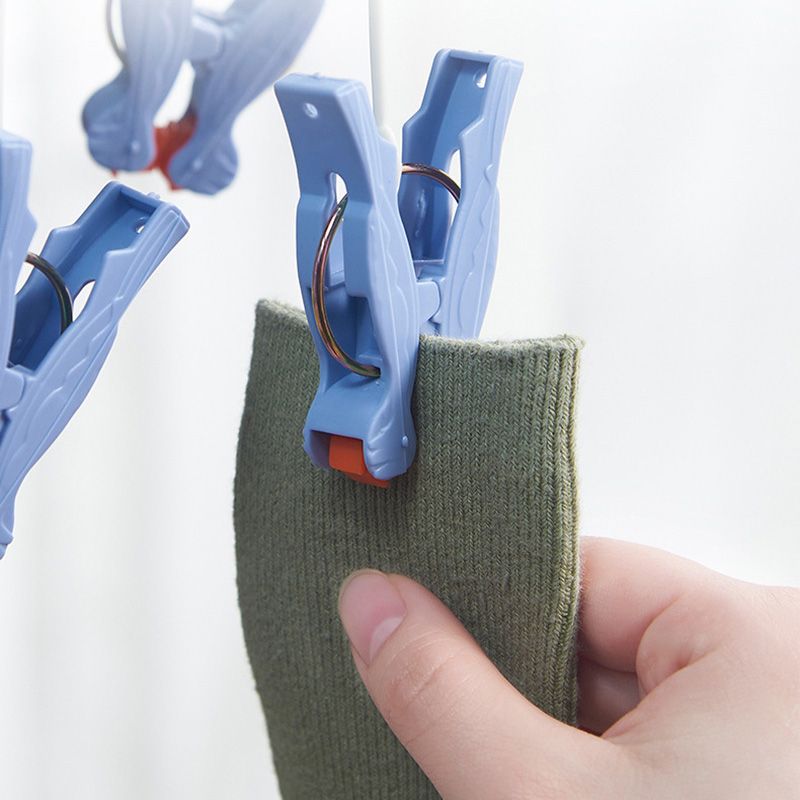 Plastic Folding Multi Head Drying Rack Multi Clips Socks Underwear Hanger Windproof Multifunctional Clothespin Classic Dark Purple 14 Clips - Image 2