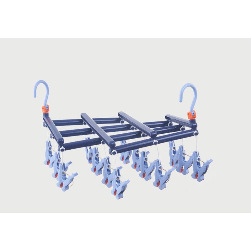 Plastic Folding Multi Head Drying Rack Multi Clips Socks Underwear Hanger Windproof Multifunctional Clothespin Classic Dark Purple 14 Clips - Image 4