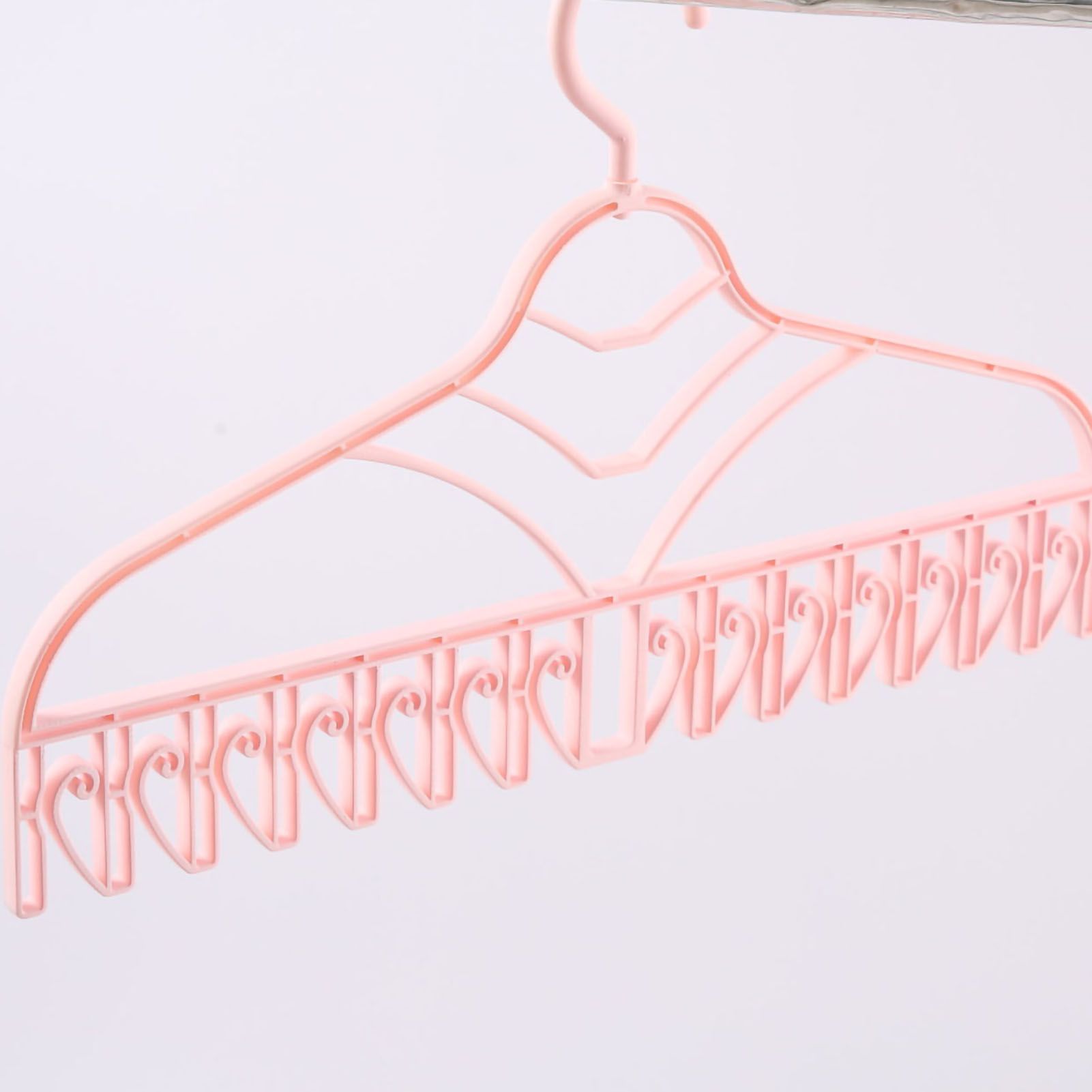 Multifunctional Clothes Drying Rack Plastic Seamless Wrinkle Free Clothes Hanger with V Shaped Clip Hook for Bra Socks Pink - Image 4
