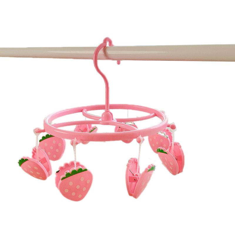 Plastic Hanging Drying Rack Sock Underwear Oversleeve Small Cloth Clip for Home Student Domitory Pink Strawberry - Image 1