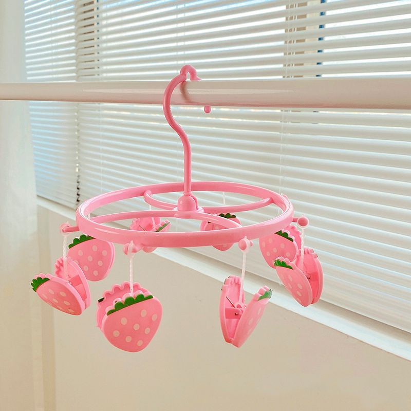 Plastic Hanging Drying Rack Sock Underwear Oversleeve Small Cloth Clip for Home Student Domitory Pink Strawberry - Image 5